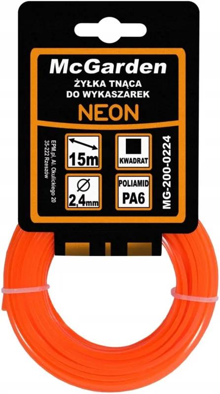ŻYŁKA DO WYKASZARKI KWADRAT NEON 2,4MM 15M Premium
