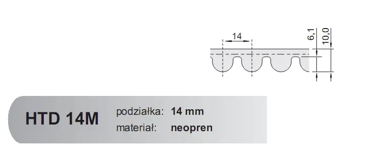 Autentyczny Pas zębaty HTD 3500 14M 170